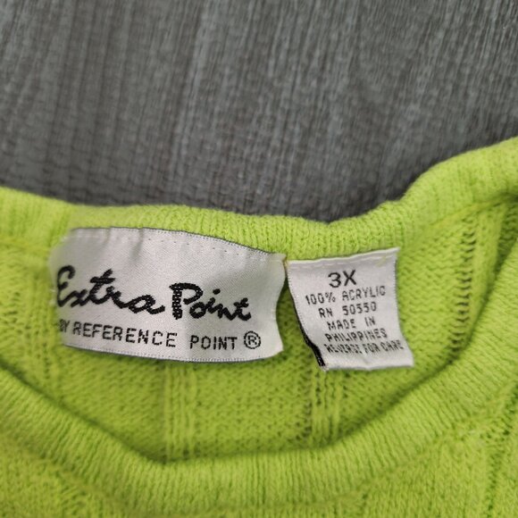 Women's Vintage Extra Point by Reference Point Lime Green Plus Size Sweater 3X - Picture 7 of 7